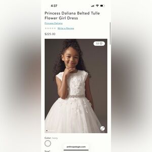 Anthropologie Daliana Belted Tulle Flower Girl Dresses - sizes 2 and 6 LIKE NEW